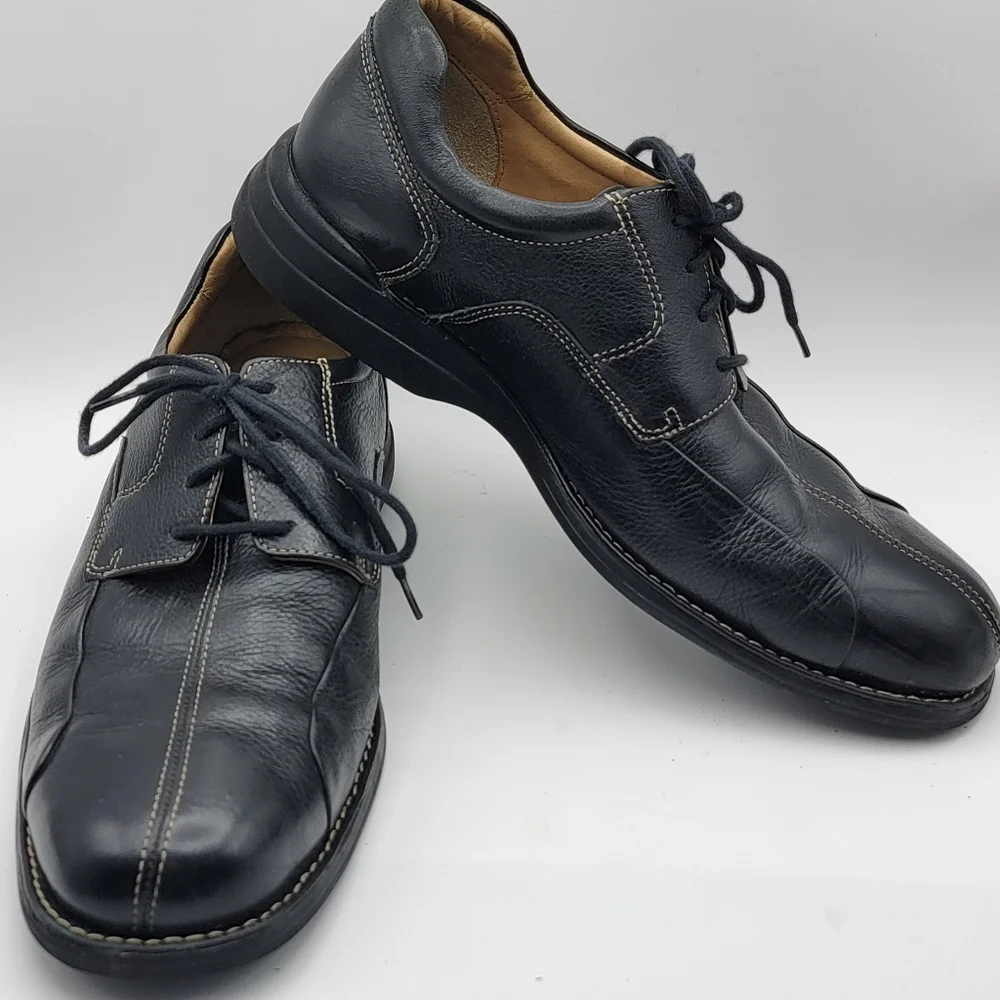 EUC Johnston & Murphey‎ Men's Black Leather Dress Shoes SIZE 10.5 Wide. #1602